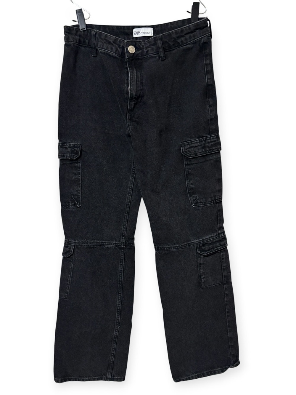 Zara Washed Black Multi-Pocket Cargo Jeans Size 6✨🔥